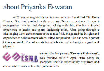 Personal portfolio writing Priyanka, Theesma
