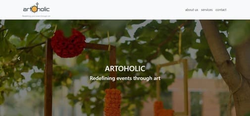 Artoholic webpage screenshot
