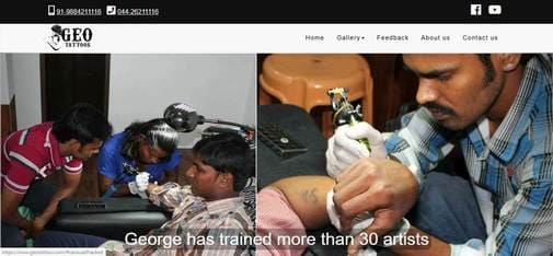 Geo Tattoos webpage screenshot